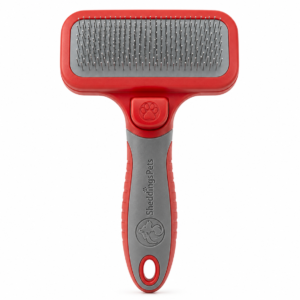 Self-Cleaning Slicker Dog & Cat Grooming Brush – Professional Deshedding Brush for Long & Short Hair Pets | Red & Grey
