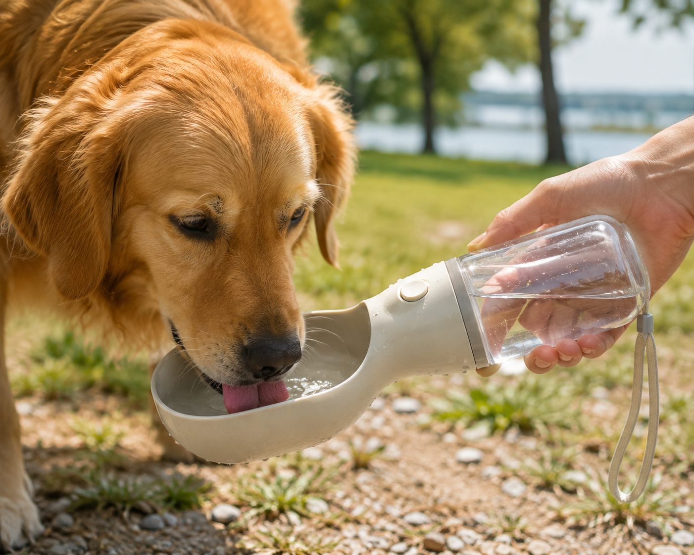 Portable Dog Water Bottle with Foldable Drinking Bowl